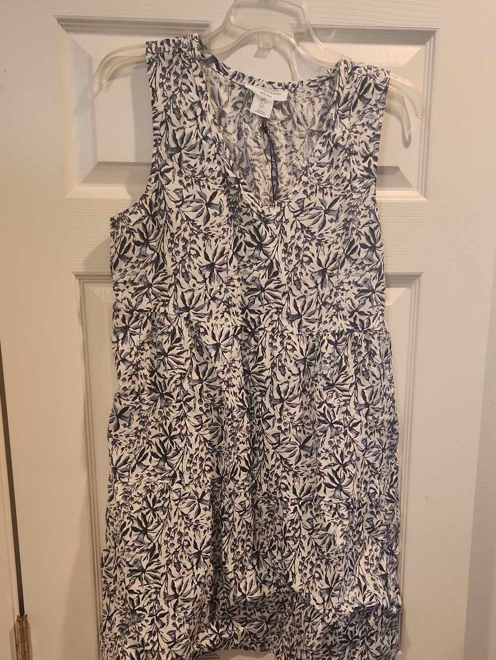 Lucky Brand White and Navy Floral Sleeveless Dress